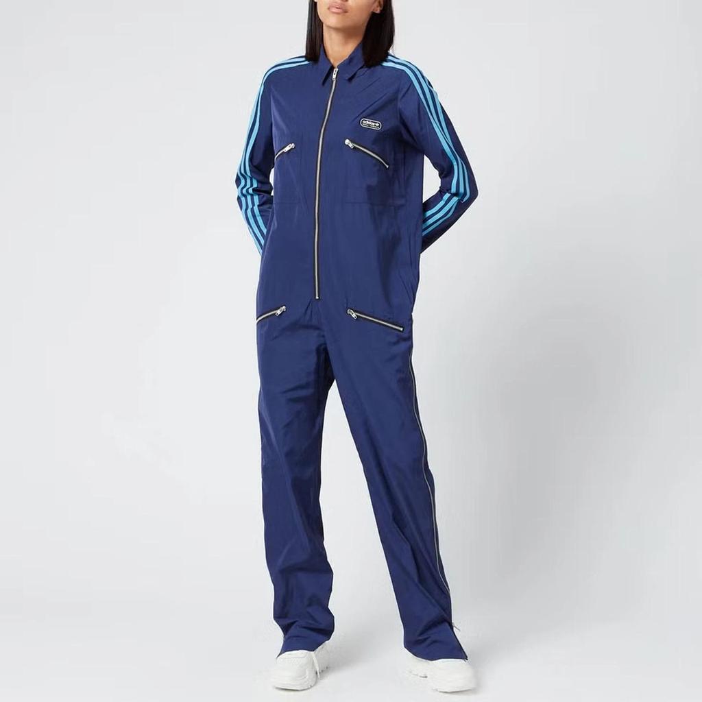 adidas X Lotta Volkova Комбинезон женский с молнией спереди, приталенный, темно-синий GE5842