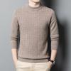 Autumn and Winter Men's Pure Wool Warm Casual Sweater Middle-aged Semi-turtleneck Jacquard Knitted Wool Sweater