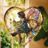 Fairy Hanging Decoration Heart Wall Pendant Acrylic Stained Glass Shape Pendant for Home Garden Decor