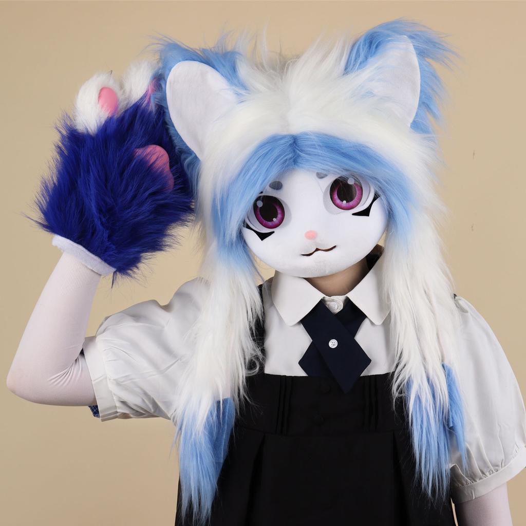 Kig plush animal head wearable headgear Furui Lolita cos cute fursuit Furui fursuit