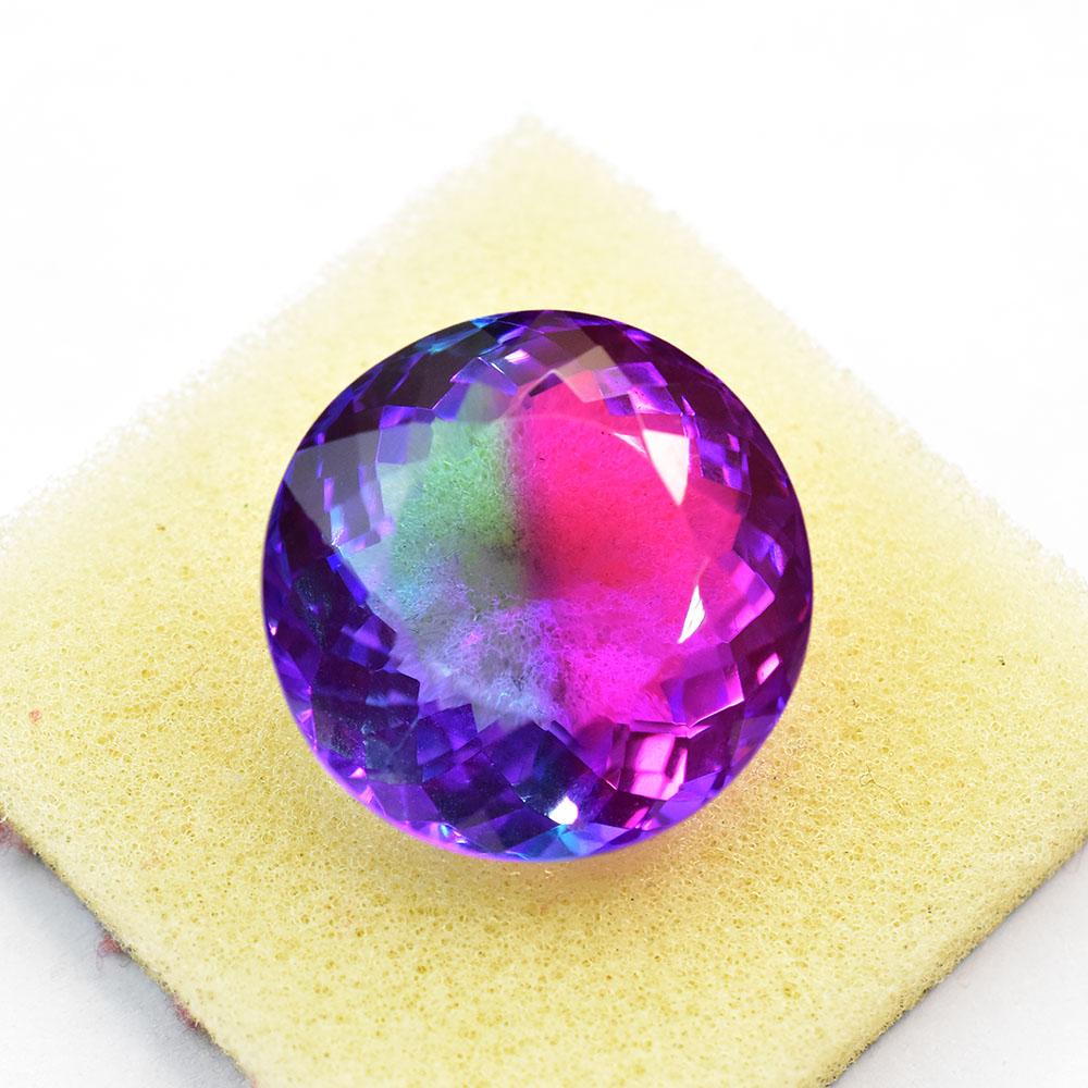 70 Ct Lab Created Bi-Color Sapphire Round Stunning Certified Loose Gemstone