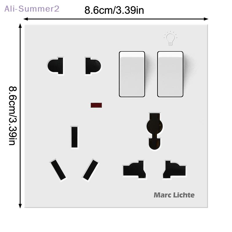 {Summer2}Розетка 86 Типа, 16А, Настенная, Многофункциональная, 8 Отверстий, 5-контактный Штепсель, 2/3 Штепселя, с Розеткой с Управлением 1-клавишным Выключателем