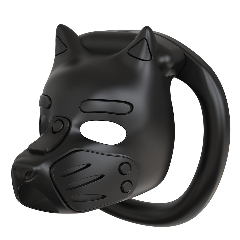 Puppy Head Small Plastic Cock Cage 4 Ring 6 Ring Locking Male Chastity Cage for Pet Play