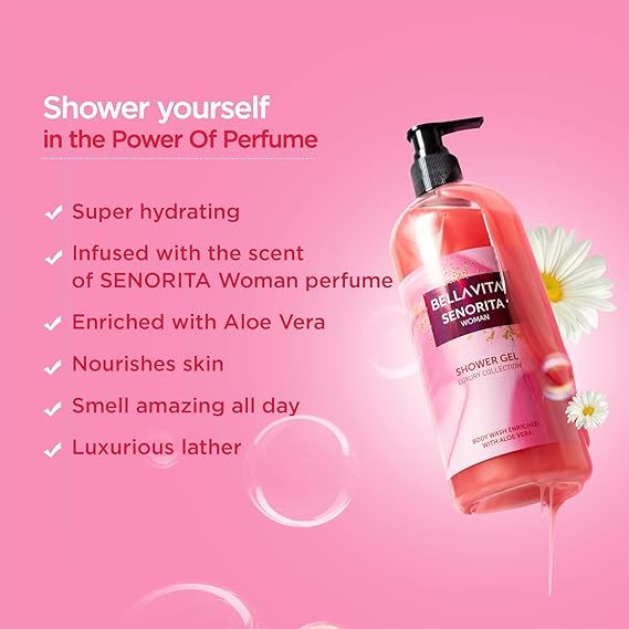 Роскошный освежающий гель для душа Senorita Woman Body Wash для глубокого очищения, увлажнения, смягчения и разглаживания кожи с алоэ вера 500 мл