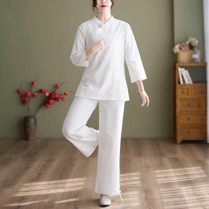 Cotton And Linen Women's Clothing Suit Chinese Style Traditional Clothing Two-piece Set