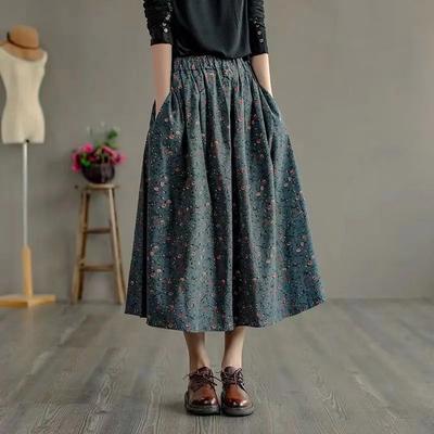 Хлопковая юбка, женская летняя повседневная универсальная эластичная женская юбка, свободная удобная юбка средней длины большого размера