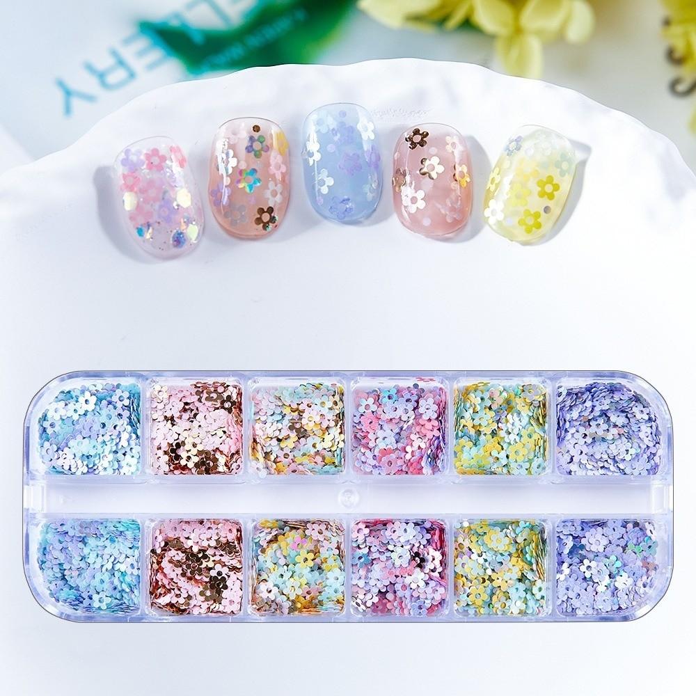 12-Grid Nail Art Sequins Laser Shiny Nail Decoration Accessories DIY Decoration