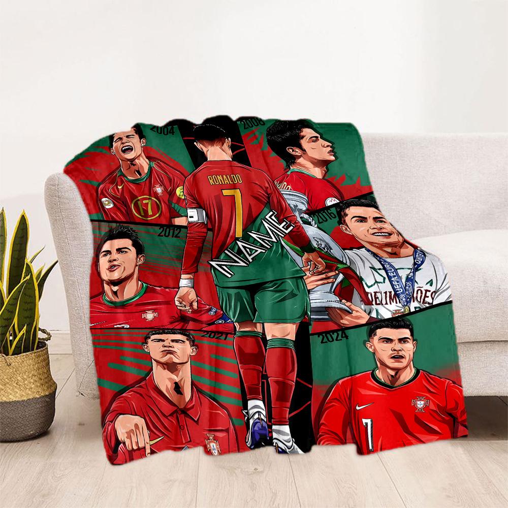 Ronaldo Legacy Celebration Personalized Text Blanket Throw Personalized Blanket Ultra-Soft Great for Chair Nap Picnics Bed All-Season Use