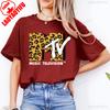 Retro MTV Leopard Tshirt 80s 90s Vintage Music Television Logo Unisex Cotton TopsClassic Band Tee Casual Fashion Graphic T Shirt