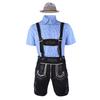 L Oktoberfest Costume Classic Men's Plaid Shirt and Overalls Cowboy Hat Set Halloween Carnival Party Costume Waiter Maid Uniform