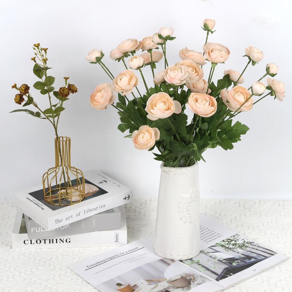 4 шт. 16 головок ранункулюсов искусственные шелковые цветы с длинными стеблями ранункулюс искусственные цветы персидские искусственные цветы для свадебного стола центральный элемент домашнего декора