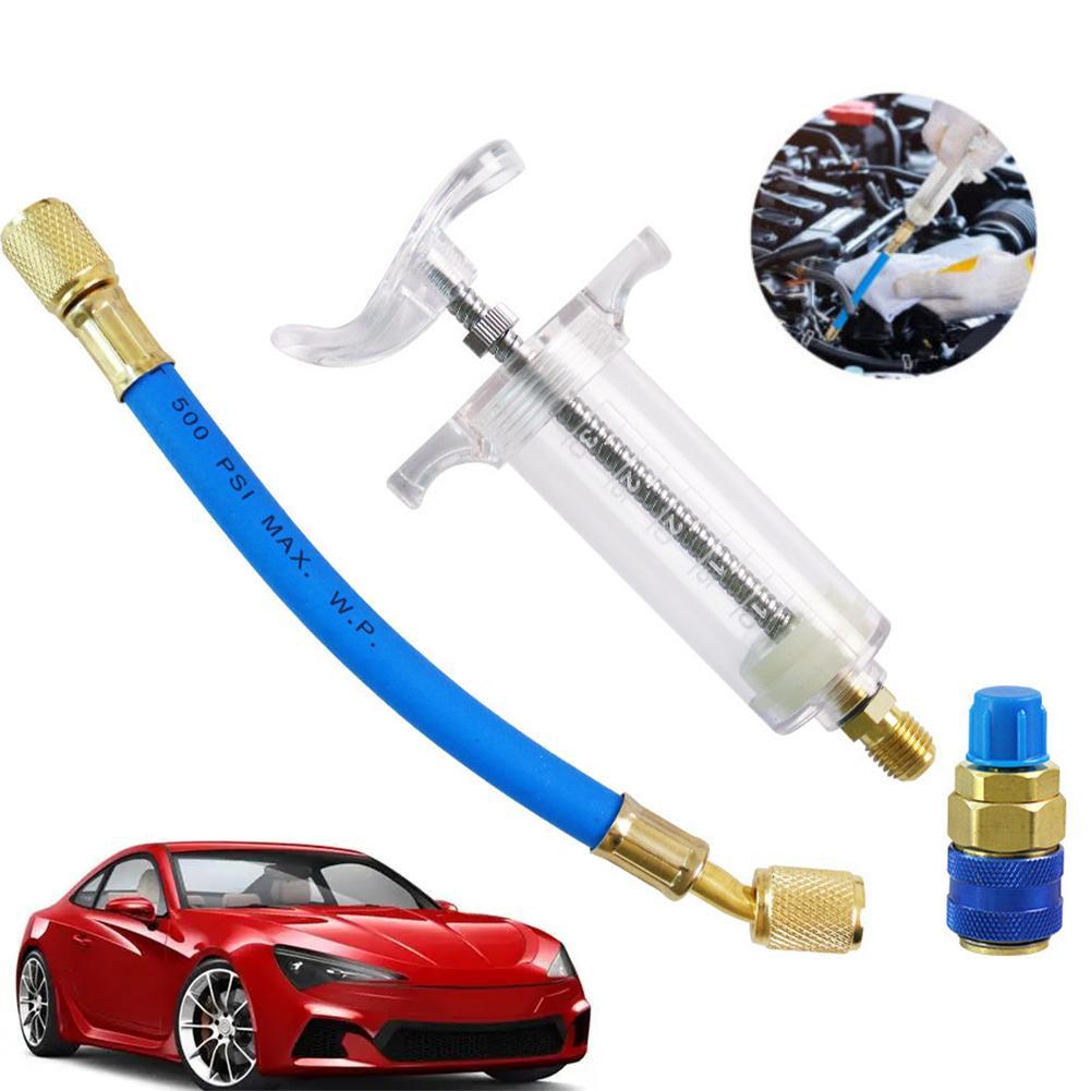 Car A/C Oil/Dye Injector 30Ml 1Oz With Low Side Quick Coupler Adapter 1/4 Air Conditioning Automotive Oiler Injection Syringe
