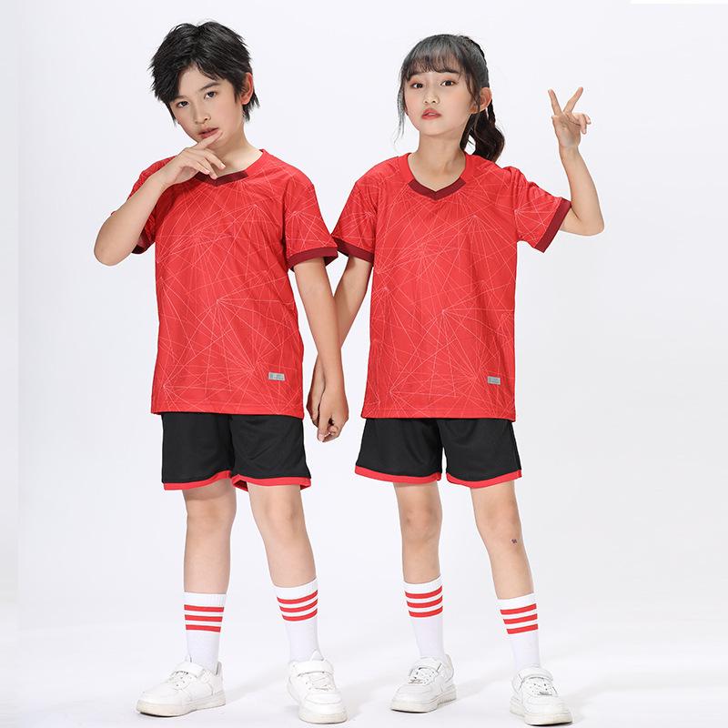 Children's football jersey sets, boys' and girls' quick-dry short-sleeve training elementary school soccer match team uniforms