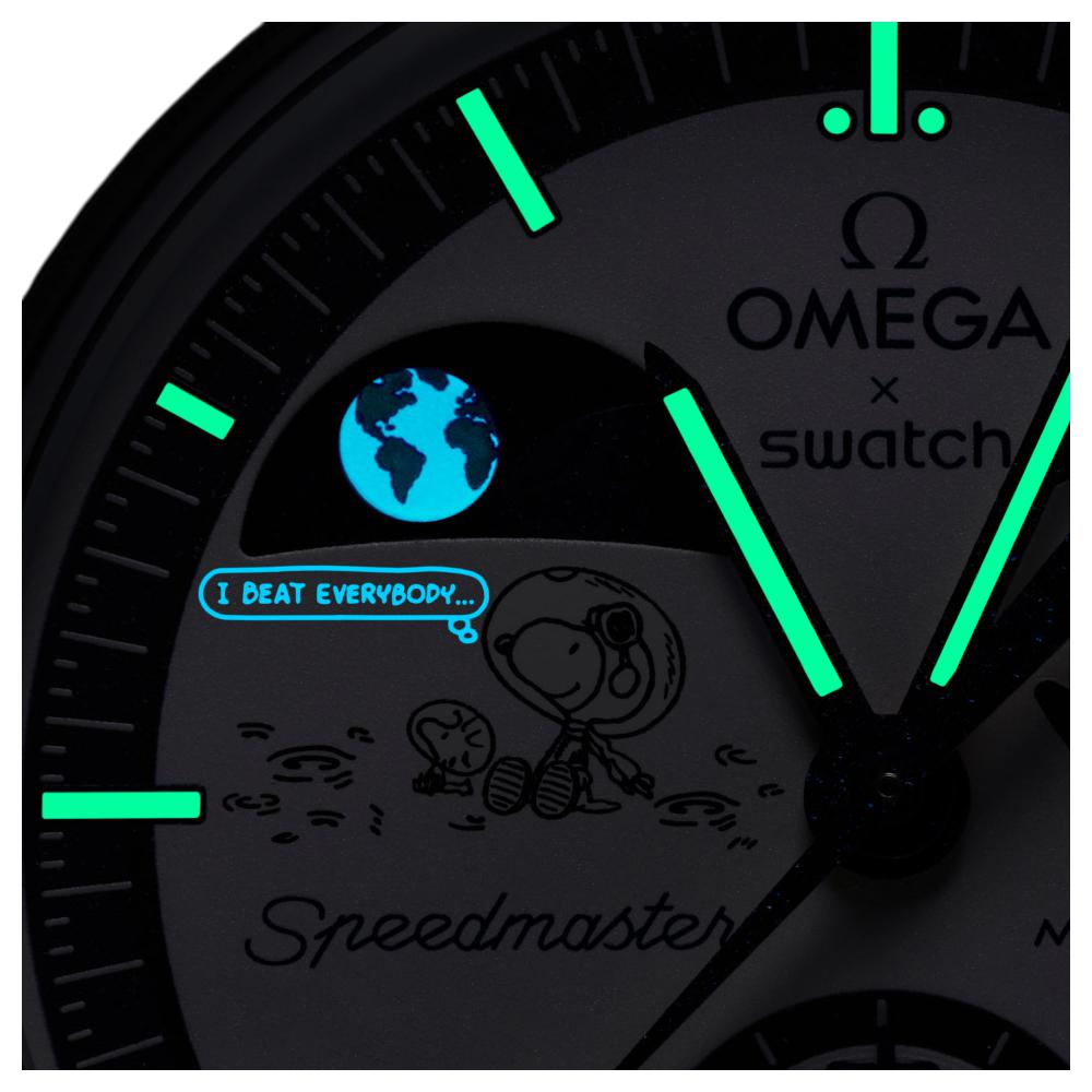 Swatch Omega MOONSWATCH SNOOPY Коллаборация Кварцевый Механизм Мужские Часы Часы 42мм Белый Циферблат SO33N701L