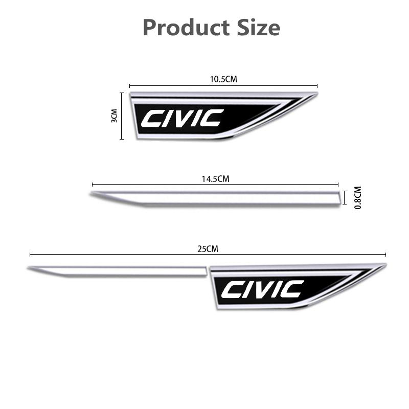 For Honda Civic 10th 9th 8th 7th Gen 10 9 8 7 2006 2007 2008 2009 2010 Car Body Protective Sticker Car Fender Side Blade Badge