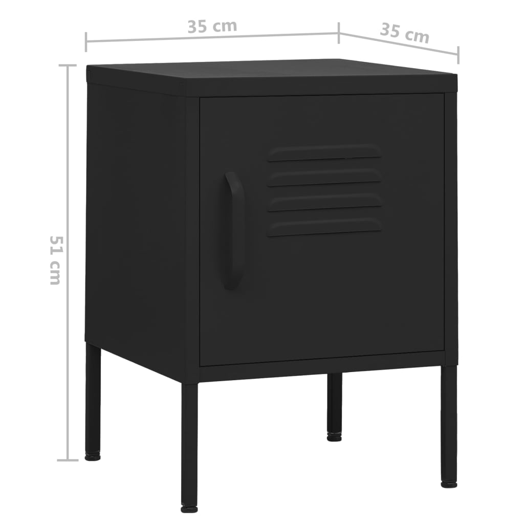 Nightstands 2 pcs. Black 35 x 35 x 51 cm Steel