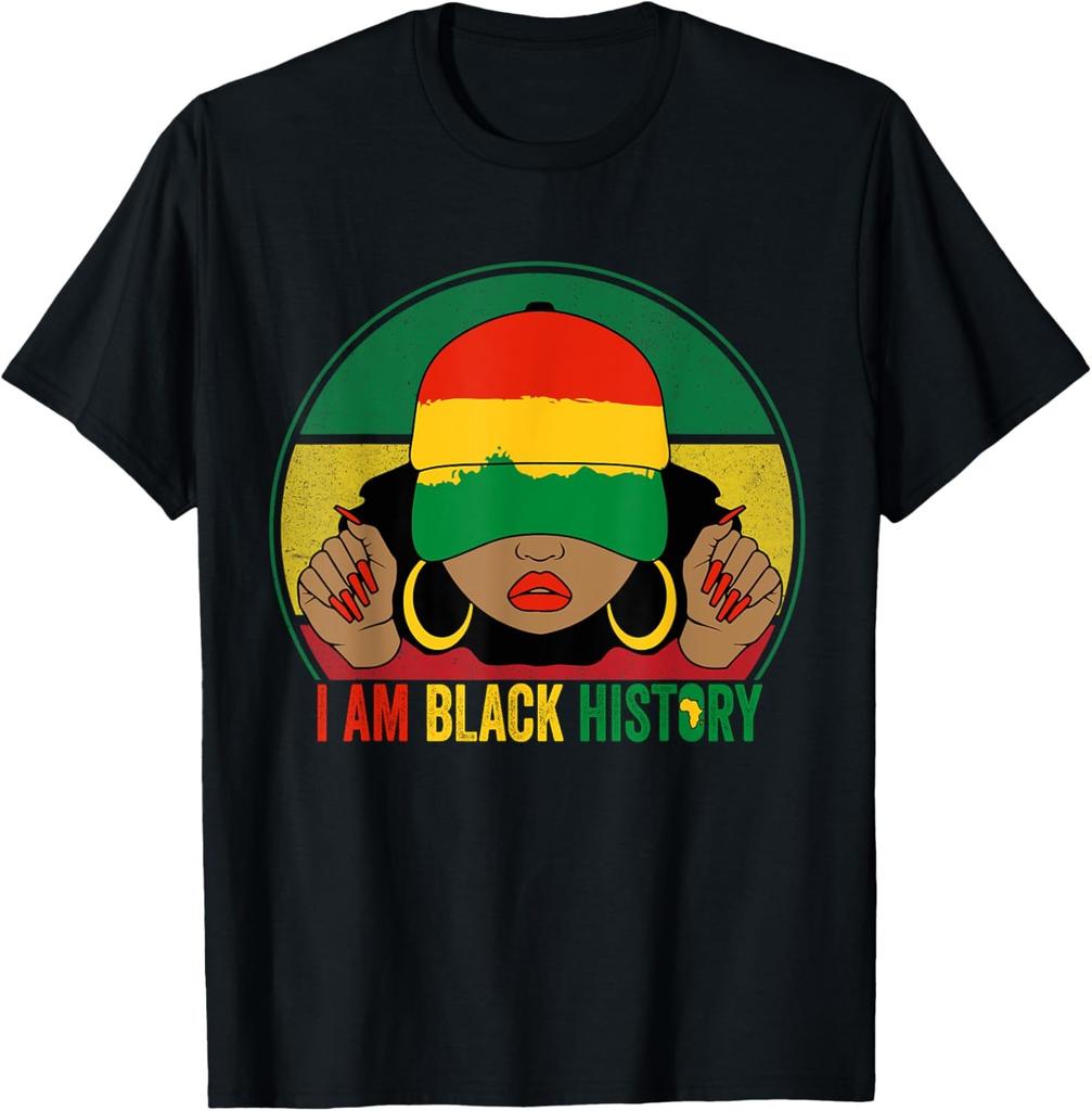I AM BLACK HISTORY Women Girls Black Queen Month History T-Shirt