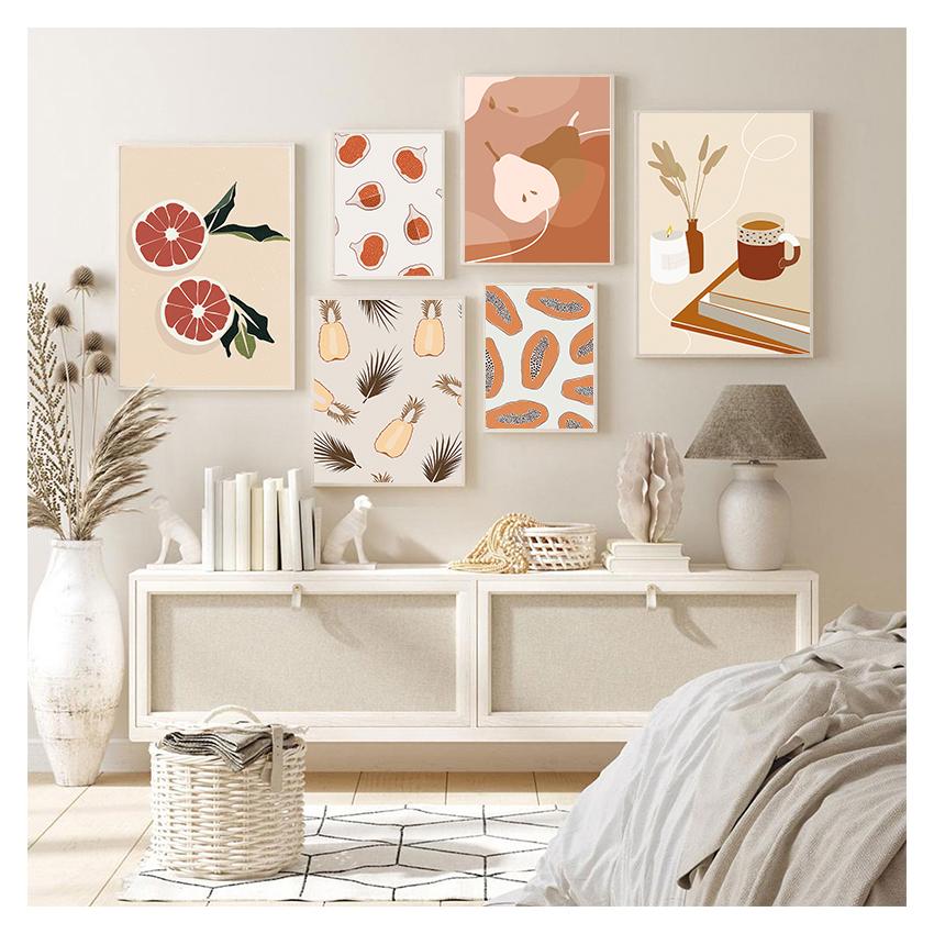 Peach Wall Art Canvas Painting Nordic Posters And Prints Wall Pictures For Living Room Decor Abstract Minimalism Girl Pineapple No Frame