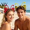 Bee Shaped Headband Insect Wing And Antenna Headband, Cute Butterfly Ladybug Spring Style Felt Headpiece for Halloween Cosplay Party Dress Up