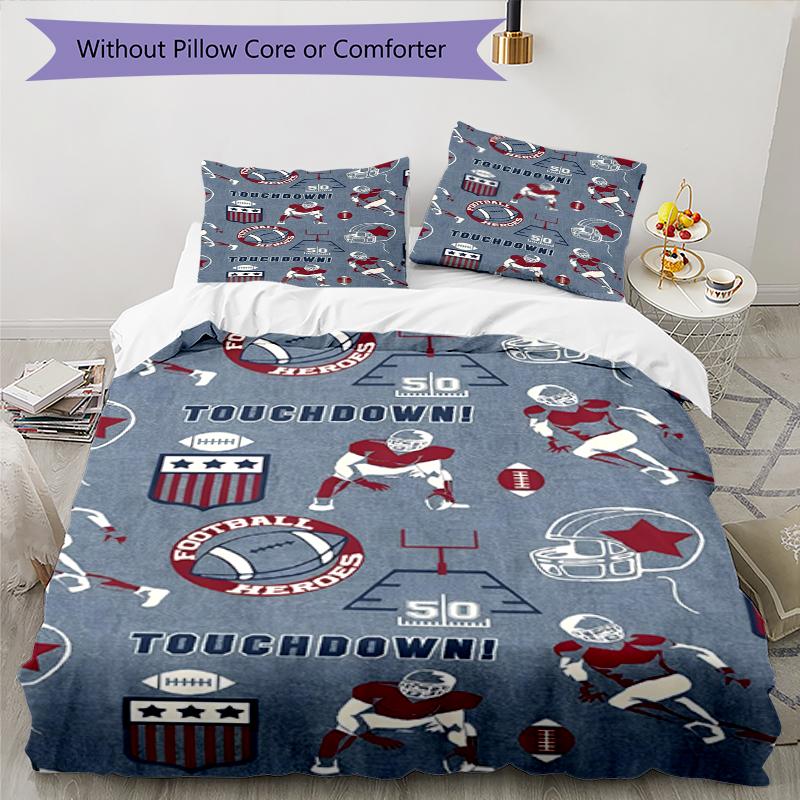 3pcs American football Bedding Set Duvet Cover Closure Includes 1 Duvet Cover & 2 Pillowcases, Soft and Comfortable for All Seasons.