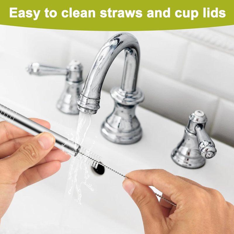 Metal Straw Replacement for Owala Water Bottle 24 oz 32 oz Accessories, With Straw Cleaner, Reusable Stainless Steel Straws