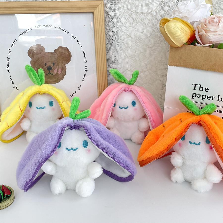 Adorable Fruity Rabbit Plush Keychain Cute Pineapple Grape Strawberry Carrot Dolls