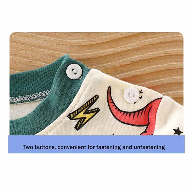 Cartoon Kids 100% Cotton Underwear Set Boys & Girls Thermal Pajamas Soft Long Sleeve Top & Pants Cozy Homewear & Sleepwear