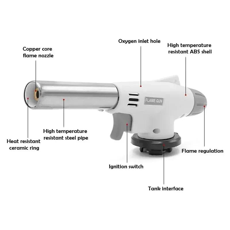 Adjustable Flame Gas Lighters Ignition Head with Reverse Use Kitchen Jet Blow Torch Lighter for BBQ Butane Lighter
