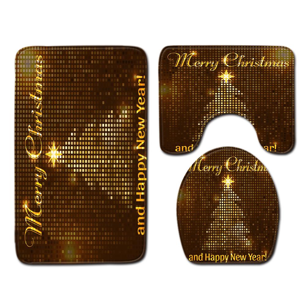 Christmas Bathroom Floor Mat Toilet Three-Piece Set