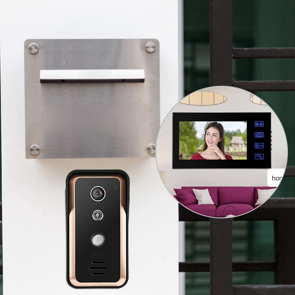 1 монитор RFID ИК камера 7 дюймов проводной видеодомофон с электрическим замком управления