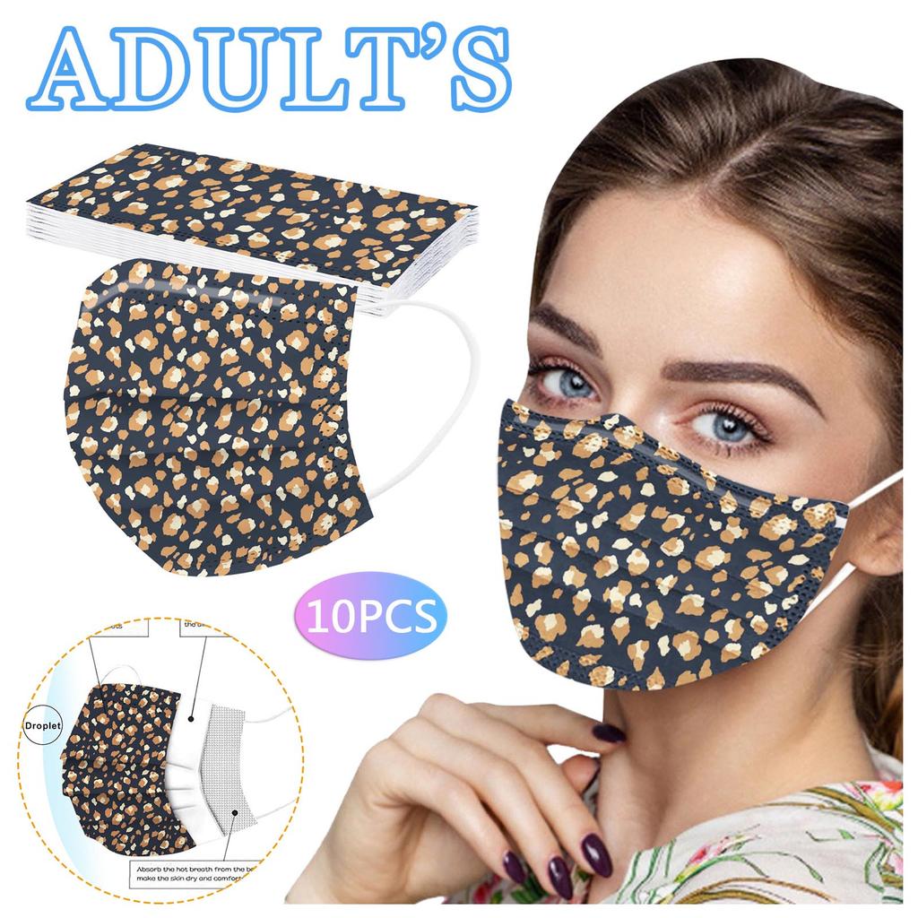 10 шт. трехслойная одноразовая пыленепроницаемая защитная маска с леопардовым принтом для взрослых
