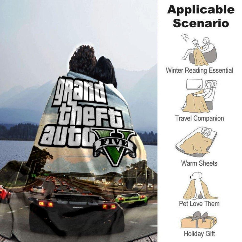 1 шт. Мягкое фланелевое одеяло Grand Theft Auto с дизайнерским принтом. Уютное одеяло для всех сезонов, идеально подходит для дивана, кровати, офиса