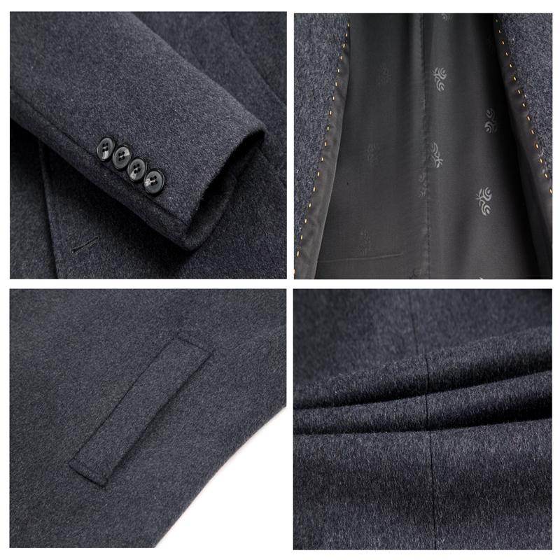 Мужское шерстяное пальто, зимнее шерстяное кашемировое пальто, осеннее мужское облегающее шерстяное пальто, длинная куртка из смеси шерсти