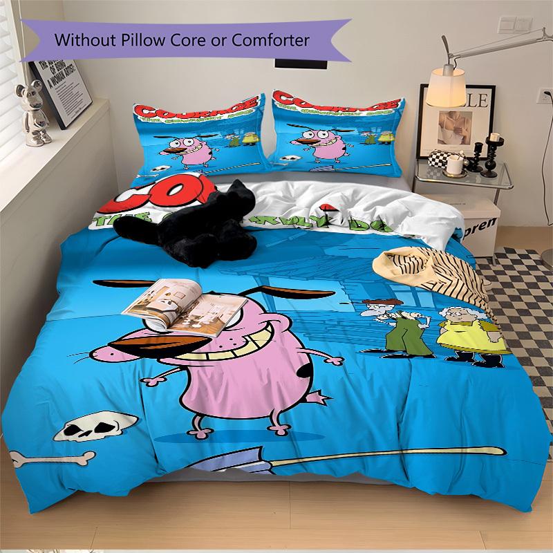 3pcs Courage The Cowardly Dog Bedding Set. Soft and Comfortable with No Core Included (1x Duvet Cover + 2x Pillow Covers) yy251031070