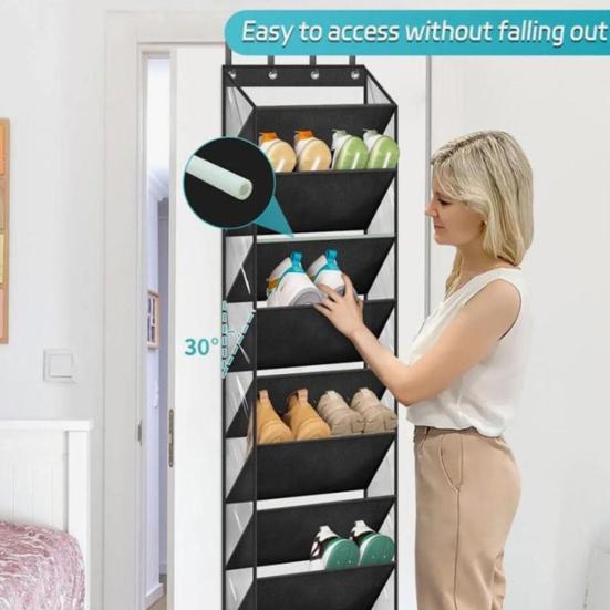 Yousheng 10-ярусный прозрачный накладной органайзер для обуви с 10 большими глубокими карманами, вмещает 20 пар, подвесное хранилище, органайзер для шкафа, вешалка, вмещает до 80 предметов
