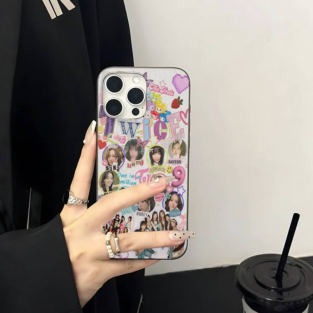 Kpop T-Twice For IPhone 16 15 14 13 12 11 17 Pro Max Plus Wave Corrugated Phone Case Anti Drop Cover