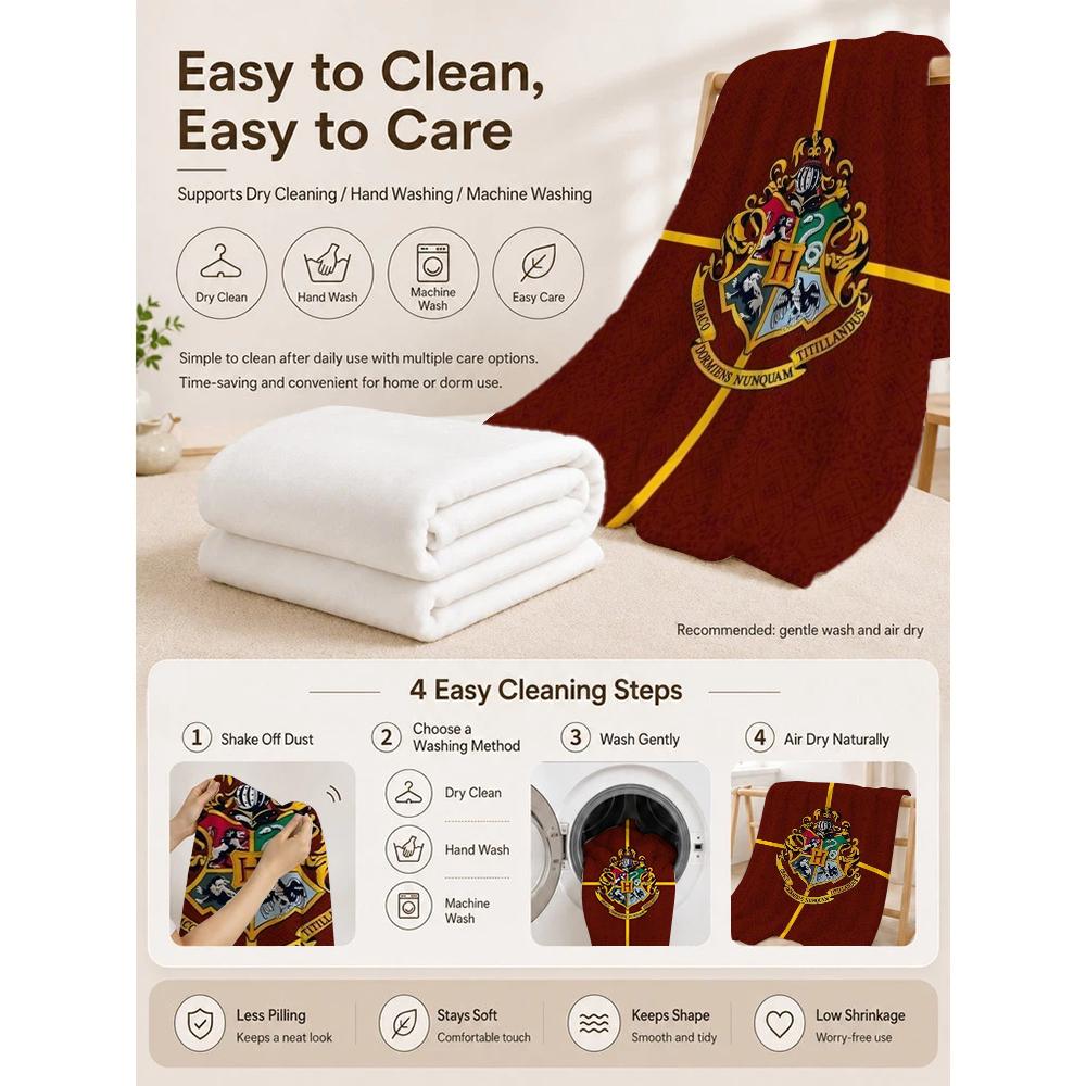 Hogwarts School Crest Flannel Blanket Comfortable Skinfriendly Fleece Blanket For Office Sofa Home Party Decor Memorial Gift