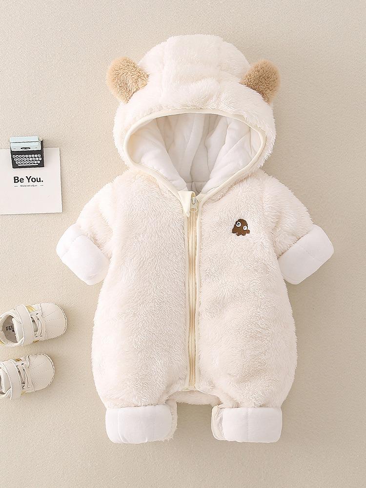 Премиальный детский комбинезон с капюшоном: Двусторонний флис, теплое пальто с хлопковой подкладкой для осени/зимы