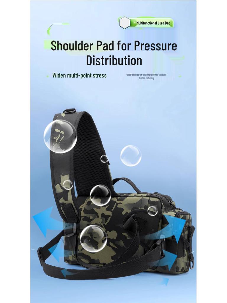 Camouflage Fishing Waist/Shoulder Bag with Rod Holder and Tackle Box