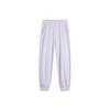 Li Ning Sports Lifestyle Series Solid Color Mid Waist Casual Tapered Knit Joggers Women Joggers Sea-Salt-Purple AKLU566-1