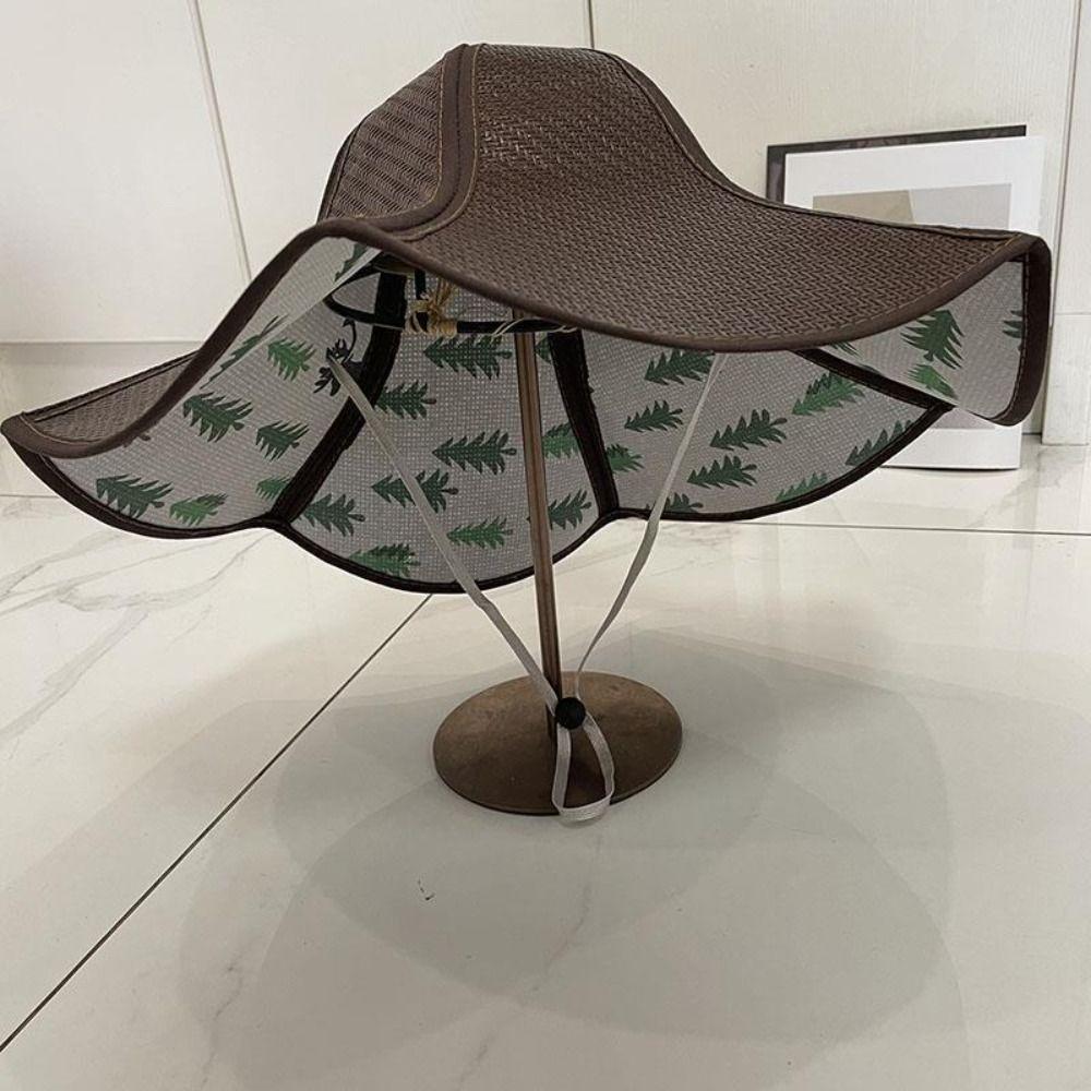 Соломенная шляпа с большим карнизом, солнцезащитная кепка для вентилятора, практичная пляжная шляпа