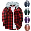 Men's Plaid Shirt Hooded Button Sweatshirt Men's Casual Fashion Sweatshirt