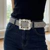 Adjustable Sparkling Waistband Bling Bling PU Leather Belt Women's Jeans Belt  Trendy Accessory