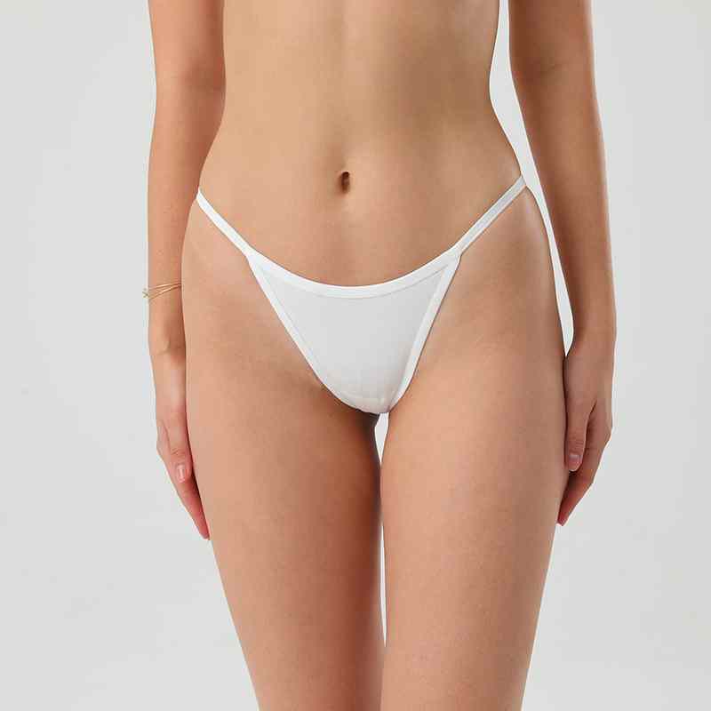 Women's Solid Thong Low-rise Panties Cotton Briefs Comfortable Sexy Panties