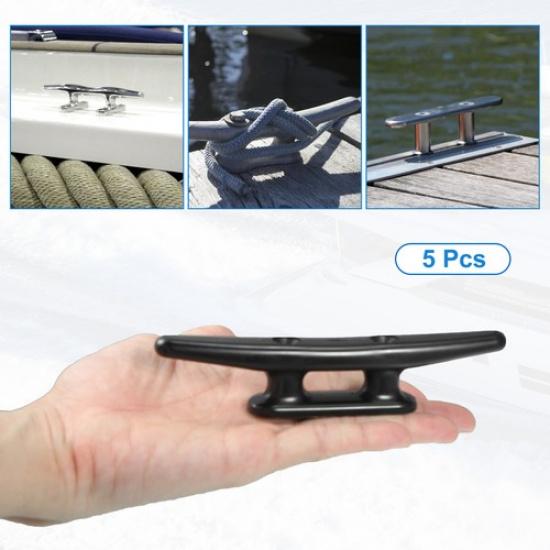 Universal 152mm 6'' Boat Cleat Rope Cleat Boat Dock Cleats Black Pack of 5