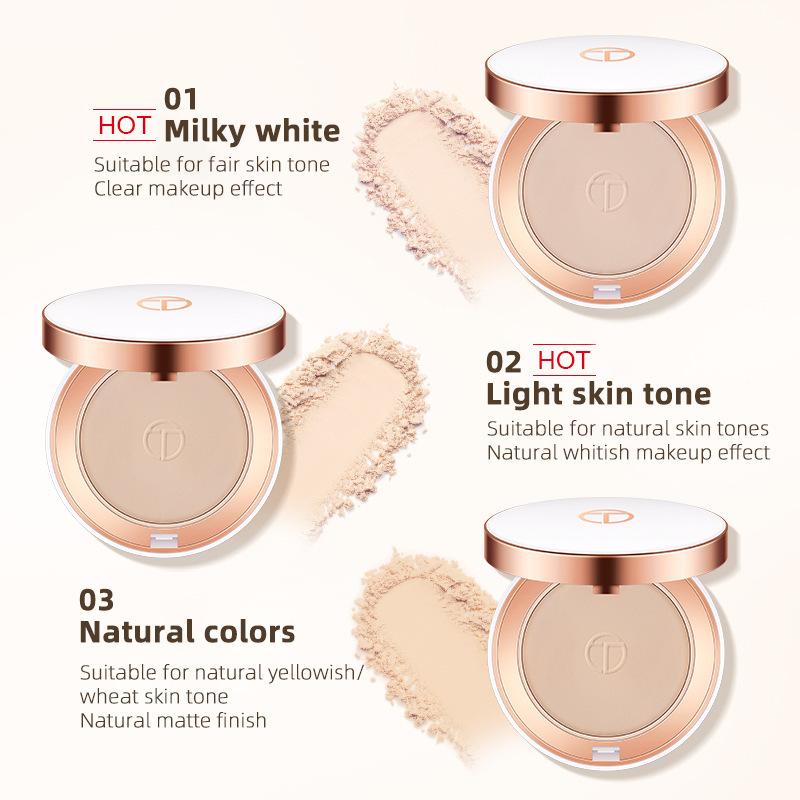 O.TWO.O Face Setting Powder Cushion Compact Powder Oil-Control 3 Colors Matte Smooth Finish Concealer Makeup Pressed Powder