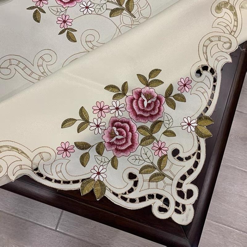 Скатерть Вышивка Современный Минимализм Прямоугольник Полиэстер Ткань Искусство Чайный Столик Скатерть Круглая