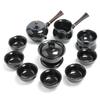 black tianmu kiln-glazed 11-piece set with side handle pot