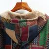 2021 Women's Winter Cotton-Linen Print Hooded Sweatshirt Fleece Coat