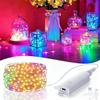5/20m Rechargeable RGB String Lamp LED Fairy Light String LED Flashing Warmlight Adjustable Dimming forBedroom Christmas Tree